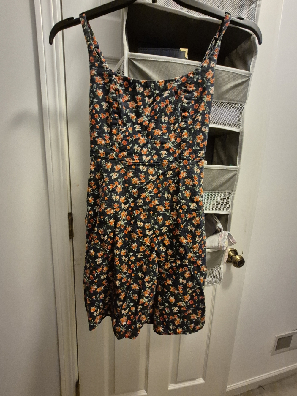Floral Sundress - Black with Orange Floral Print